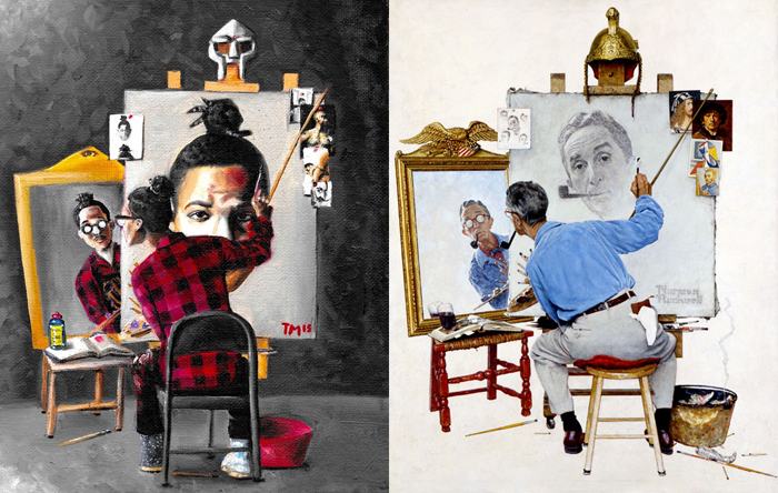 Theo Mighty, Triple-Mighty + Norman Rockwell, Triple Self-portrait montage